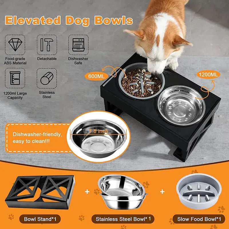 Pet Elevated Dog Food Water Bowl Feeding Station