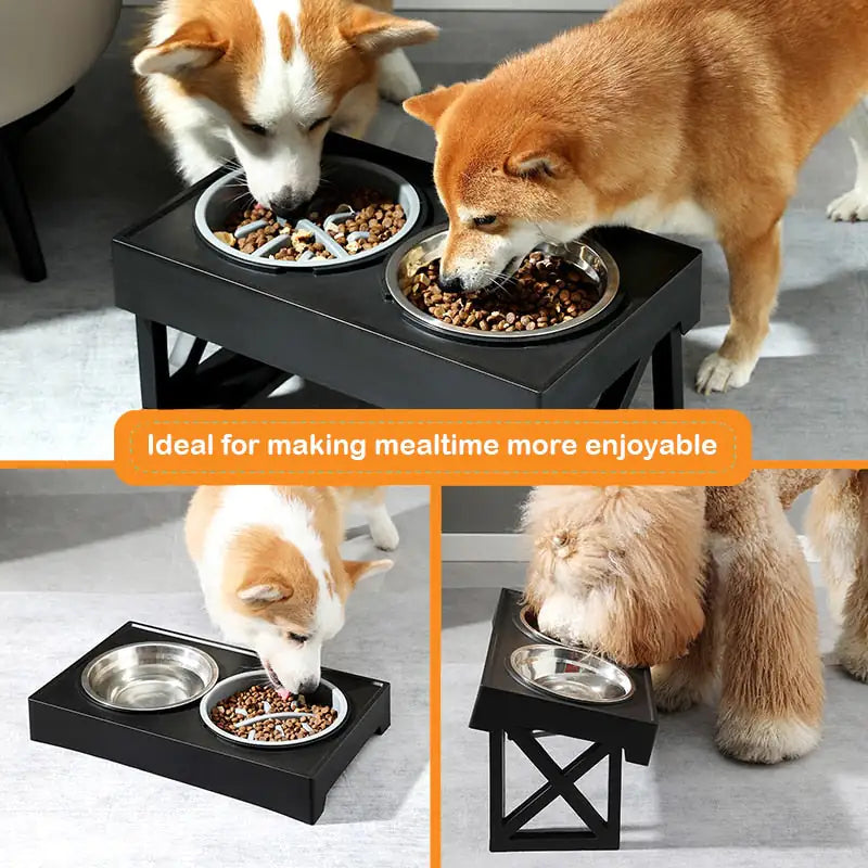 Pet Elevated Dog Food Water Bowl Feeding Station