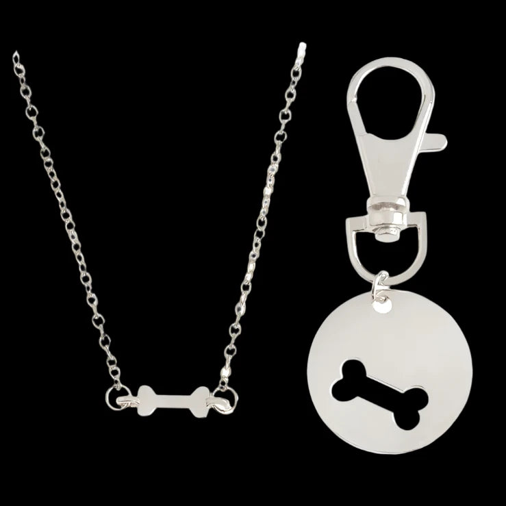 Friendship Pet Silver Necklace Dog Tag Matching Set