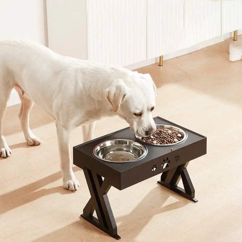 Adjustable Elevated Pet Food and Water Bowl Feeding Station