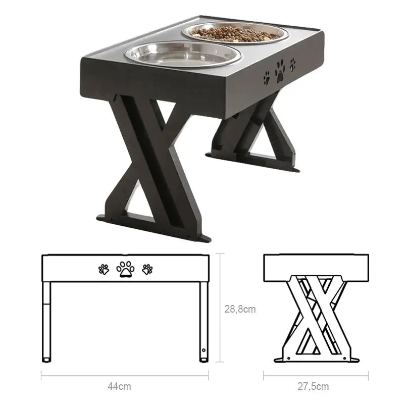 Adjustable Elevated Pet Food and Water Bowl Feeding Station