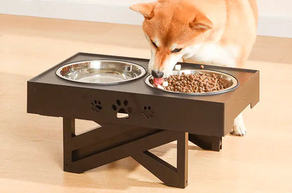 Adjustable Elevated Pet Food and Water Bowl Feeding Station