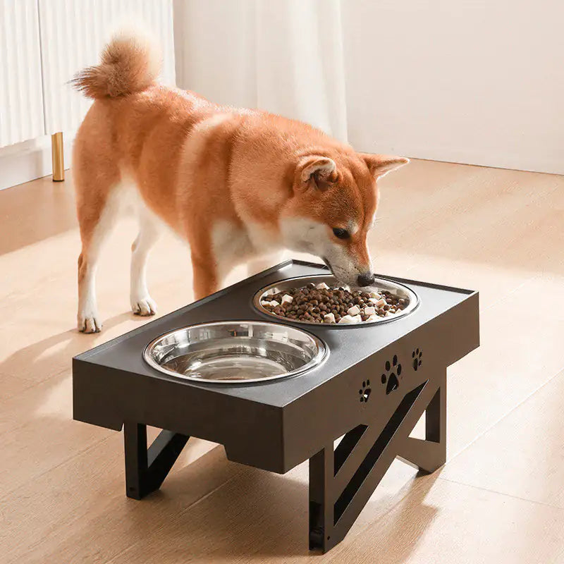 Adjustable Elevated Pet Food and Water Bowl Feeding Station