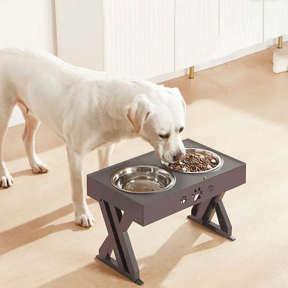 Adjustable Elevated Pet Food and Water Bowl Feeding Station