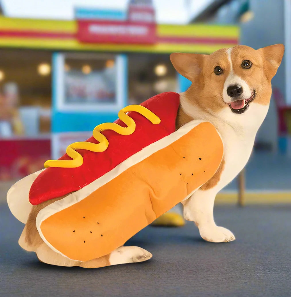 Soft Plush Halloween Hot Dog Costume for Pet Dogs