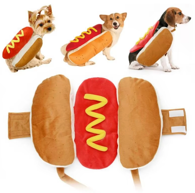 Soft Plush Halloween Hot Dog Costume for Pet Dogs