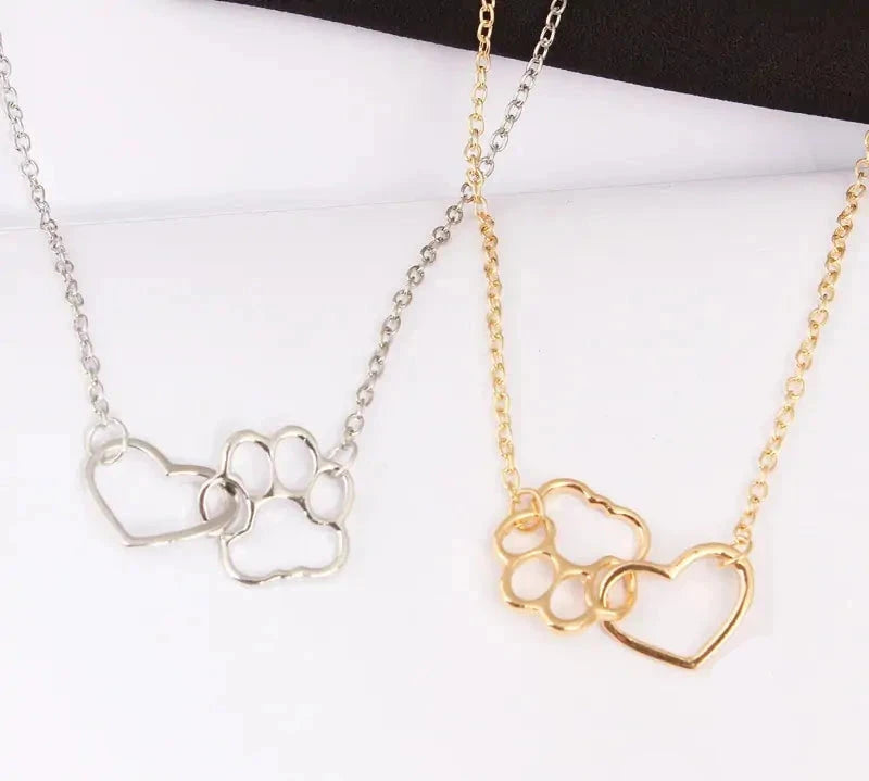 Pet Paw Print Heart Necklace