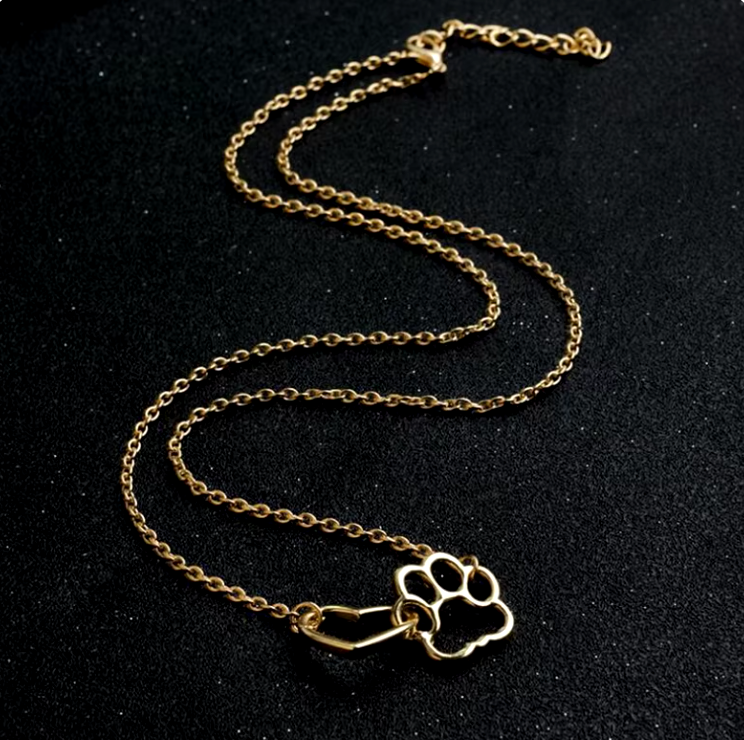 Pet Paw Print Heart Necklace