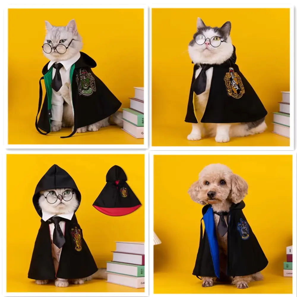 Halloween Harry Potter Wizard Pet Costume Cape with Glasses