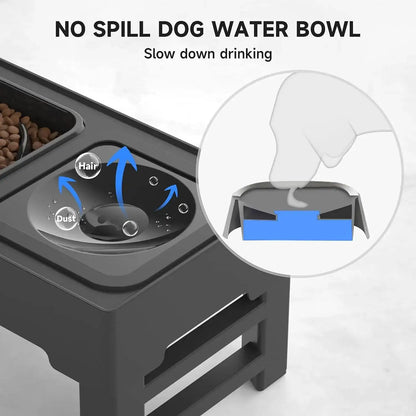 Adjustable Elevated Pet Dog Food and Water Bowl Dining Station