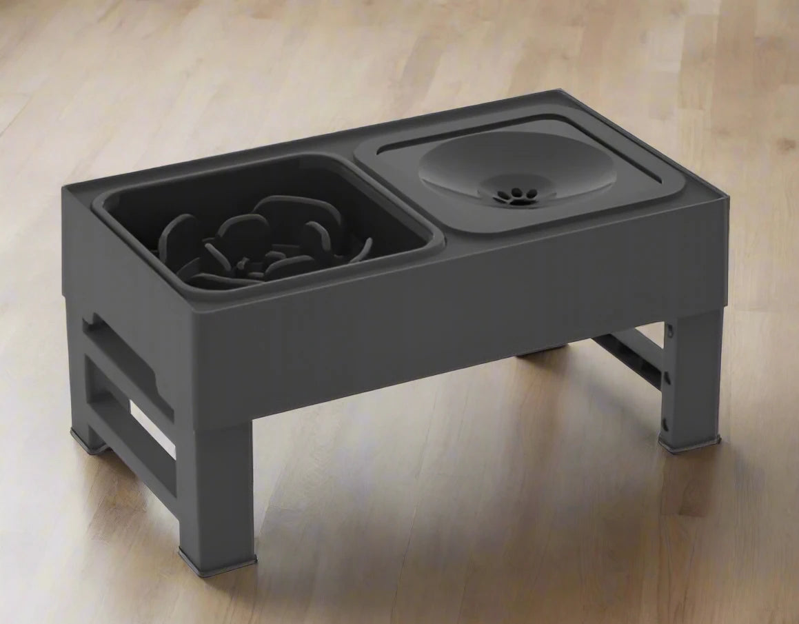 Adjustable Elevated Pet Dog Food and Water Bowl Dining Station