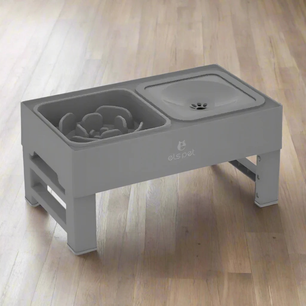 Adjustable Elevated Pet Dog Food and Water Bowl Dining Station