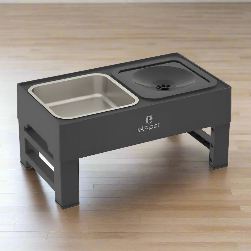 Adjustable Elevated Pet Dog Food and Water Bowl Dining Station