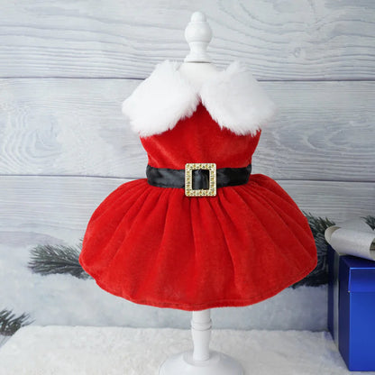 Holiday Festive Christmas Pet Santa Dress for Dogs